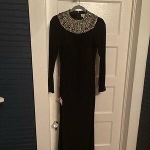 Ieena for Mac Duggal Beaded Collar Jersey Gown